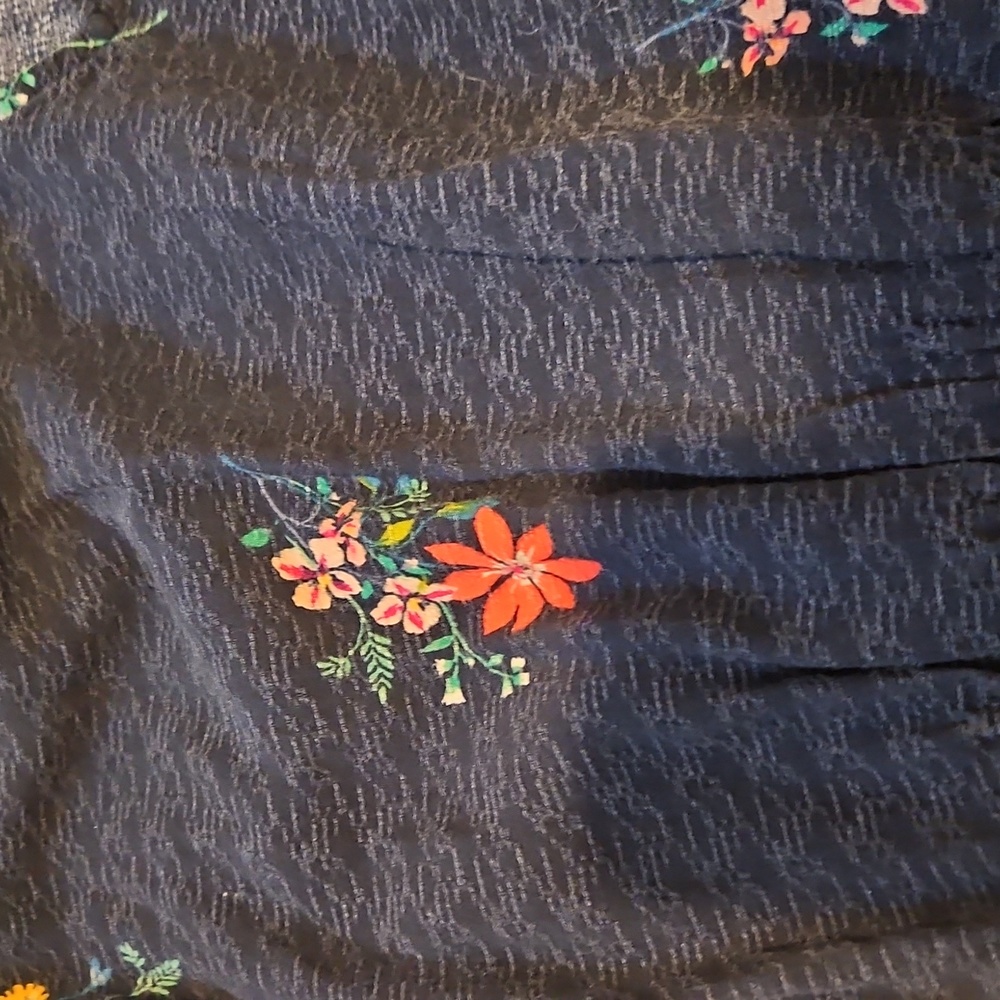 Time and Tru Navy Blue Floral Midi Dress - Picture 3 of 3